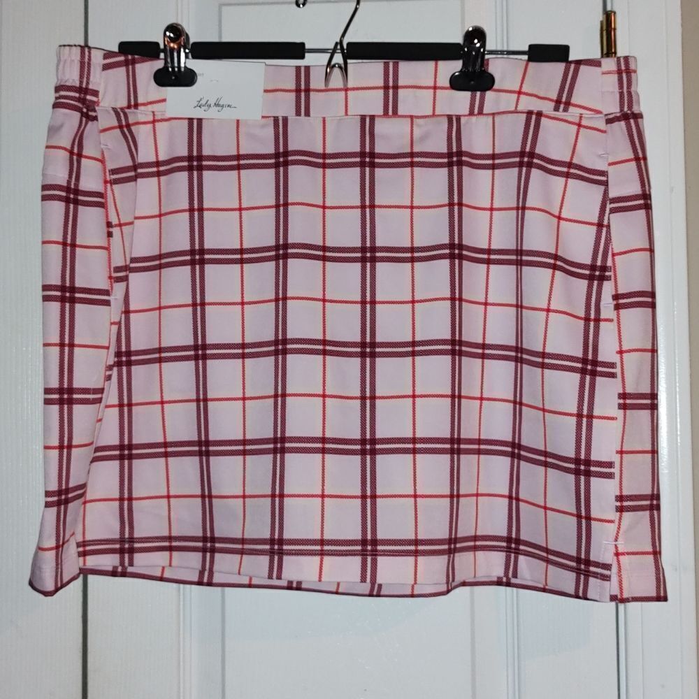 Lady Hagen Clubhouse 16" Woven golf  Skort Plaid Pink Sz XXL NWT